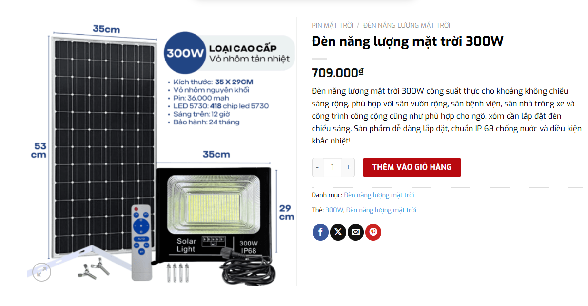 Đèn Năng Lượng Mặt Trời 300W của Manluxury™ Official Website